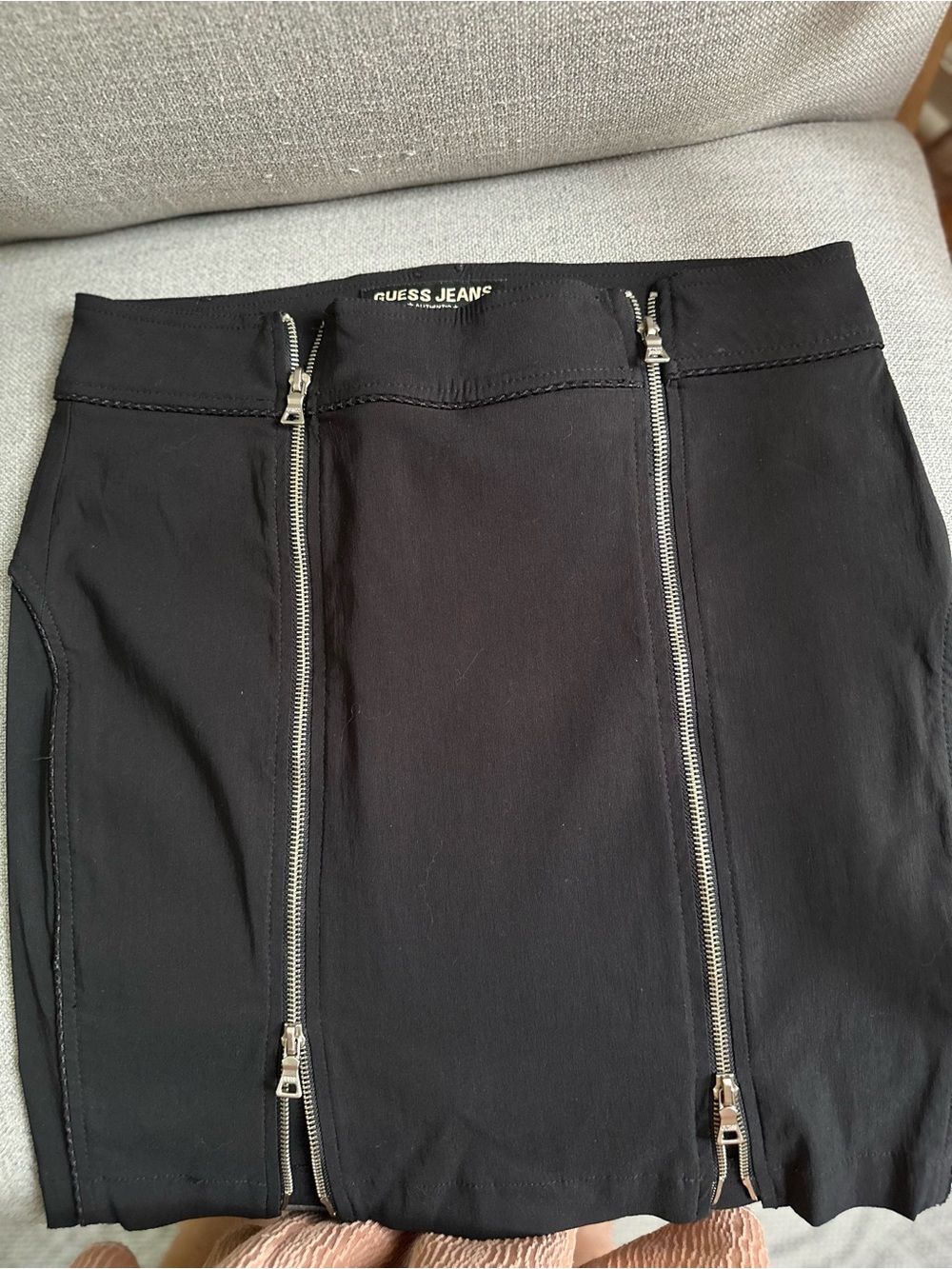 Guess Black Mini Skirt with Dual Silver Zippers. Authentic.
